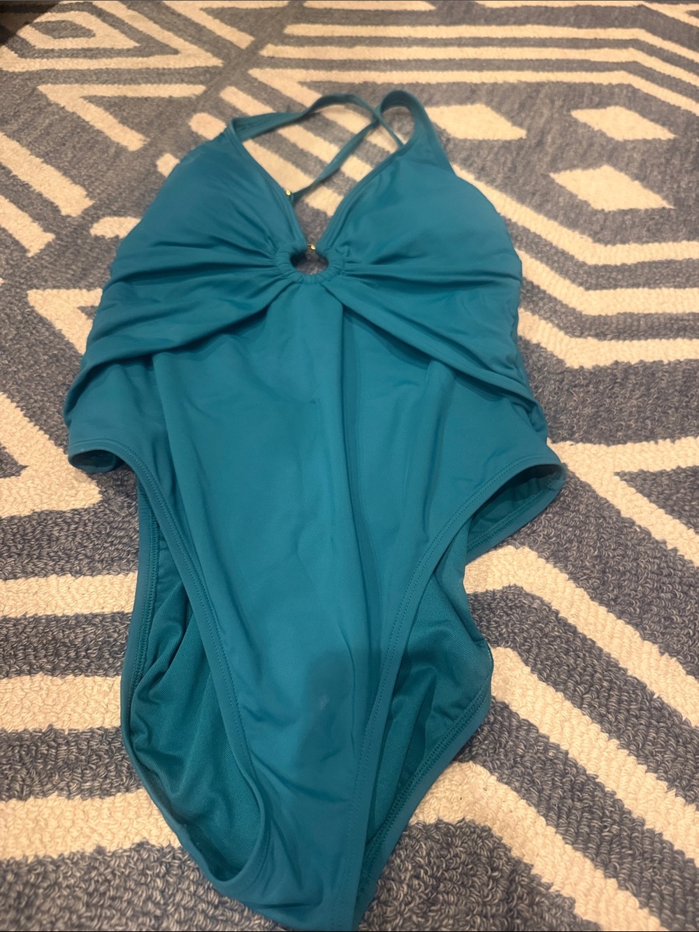 Bleu Rod Beattie Teal One-Piece Swimsuit with Ring Accent